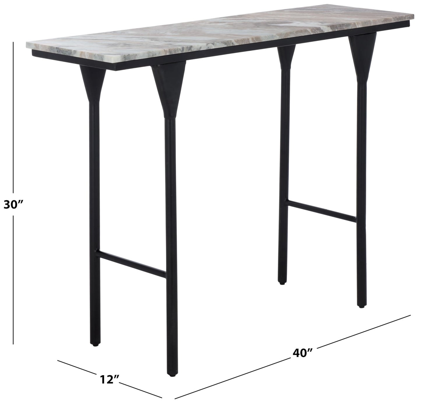 SAFAVIEH Home Collection - Frederick Console Table, Brown & Grey Marble Top with Black Metal Legs (CNS3707A)
