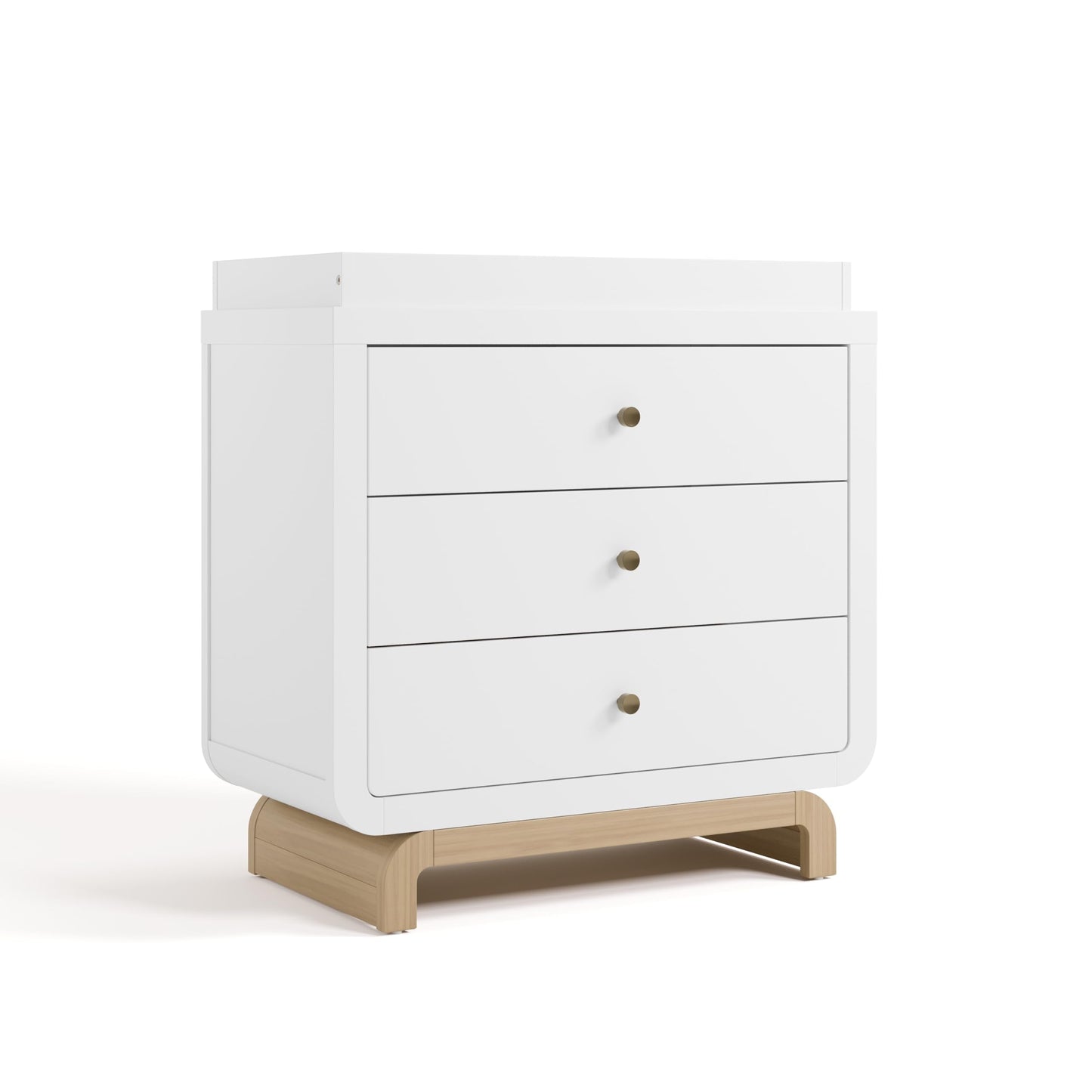 Storkcraft Santorini 3 Drawer Chest with Changing Topper (White with Driftwood) – GREENGUARD Gold Certified, Award-Winning Premium Wood Dresser for Baby & Kids Bedroom with Interlocking Drawer System