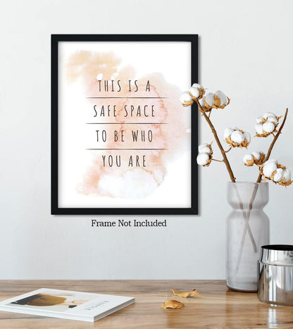 Govivo Therapist Office Decor, This Is A Safe Space Wall Art for School Counselor, 11x14 Unframed Print