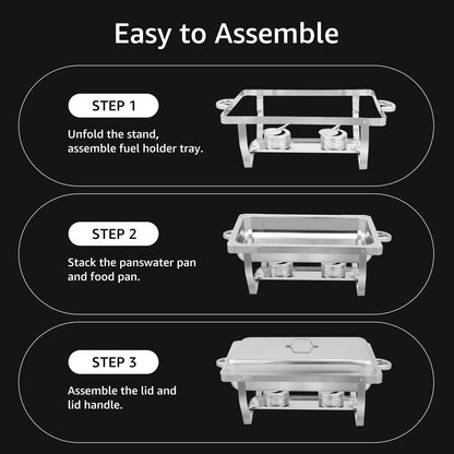 Jacgood Chafing Dishes for Buffet, 4 Pack 8QT Chafers and Buffet Warmers Sets for Parties, Catering, Weddings, Christmas, Events Serving, Silver