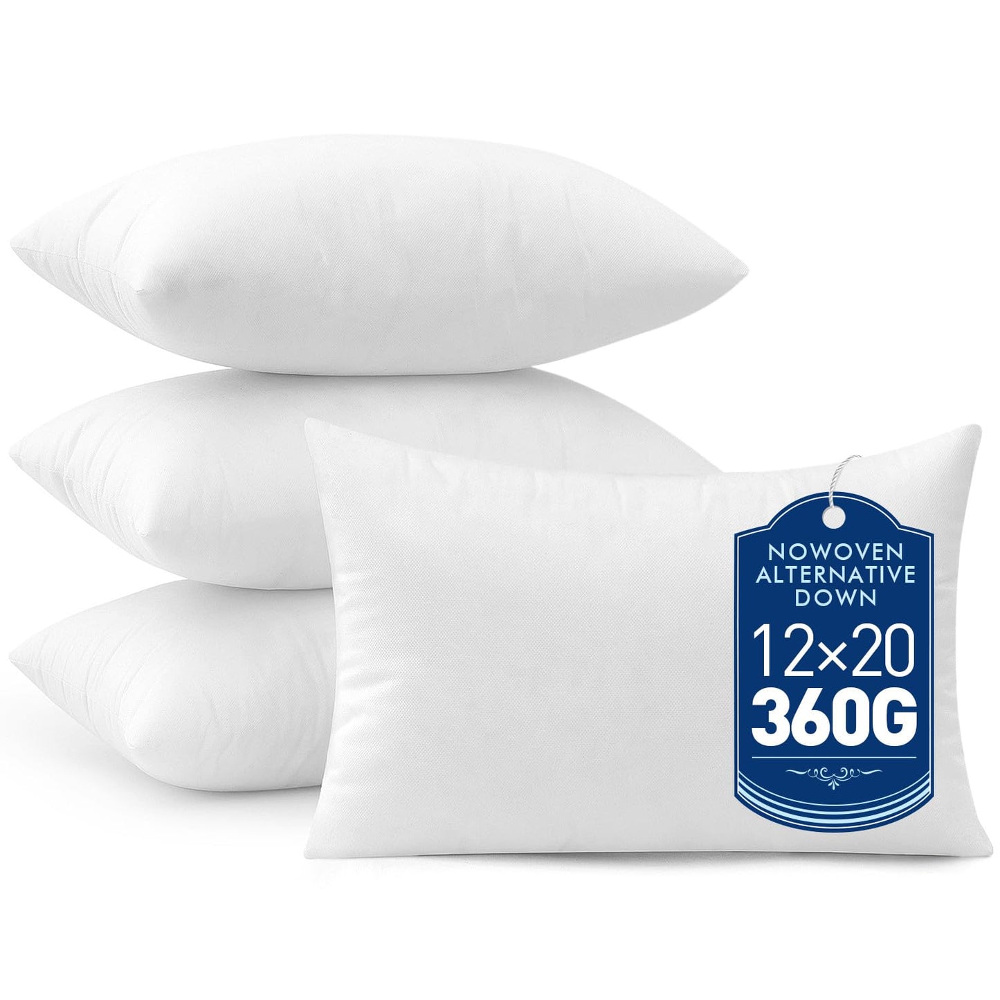 MIULEE Set of 4 Throw Pillow Inserts 20x20 Inches, 100% Virgin Filling Nowoven Pillow Inserts for Couch Sofa Living Room