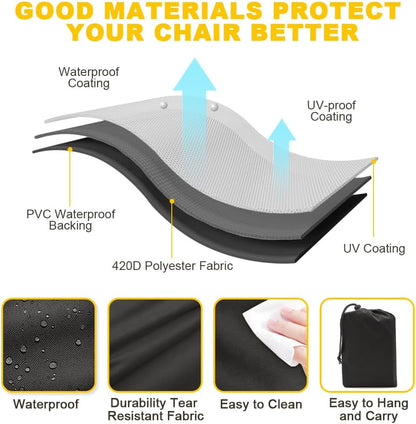 Fun Gift 420D Resistant(32.3'' 36.7'x 8.3')-Black Outdoor Folding Chair Covers, Oxford Cloth Zero Gravity Chair Covers