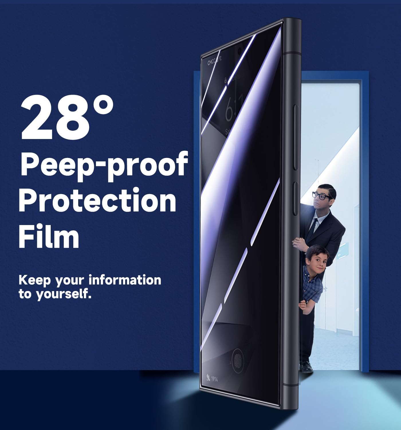MAGIC JOHN 2 Pack for Samsung Galaxy S24 Ultra Privacy Glass Screen Protector 6.8 inch, 28° Anti-spy Tempered Glass Film, Auto Dust-Elimination Installation, Bubble Free, Case Friendly