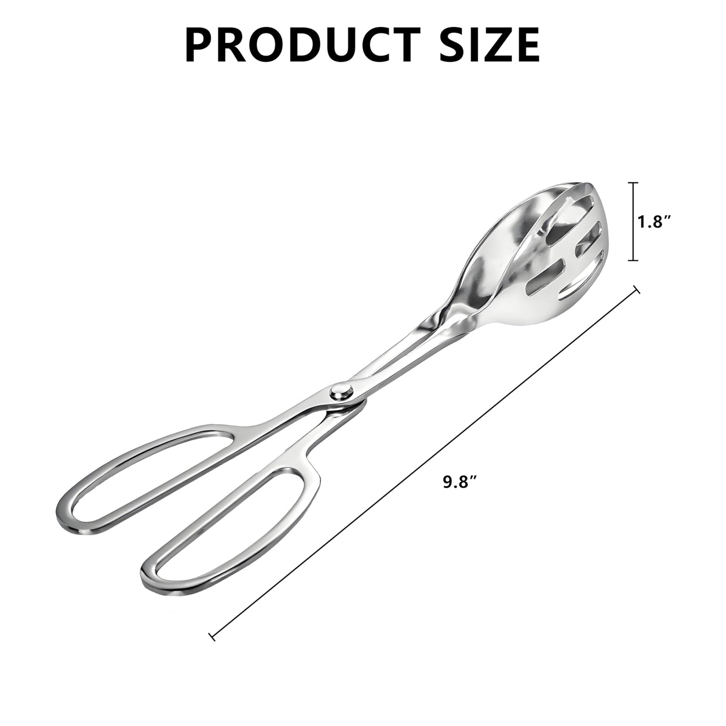 KBBYT Kitchen Tongs for Cooking for Buffet Party Catering - Stainless Steel Salad Tongs for Food Bread Cake Bake Dessert, 10-Inch Serving Tongs for Grill, Steak, Barbecue, Scissor Design (2 Pack)