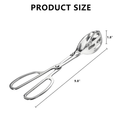 KBBYT Kitchen Tongs for Cooking for Buffet Party Catering - Stainless Steel Salad Tongs for Food Bread Cake Bake Dessert, 10-Inch Serving Tongs for Grill, Steak, Barbecue, Scissor Design (2 Pack)