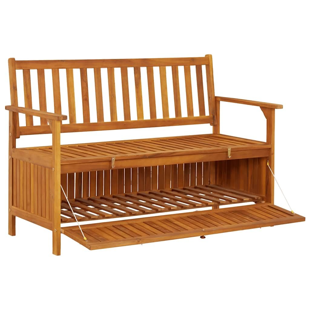 Favemtsl Solid Acacia Wood Storage Bench 47.2 x 24.8 Patio Outdoor Seating with Hidden Compartment Rustic Brown Oiled Finish for Porch Garden Backyard