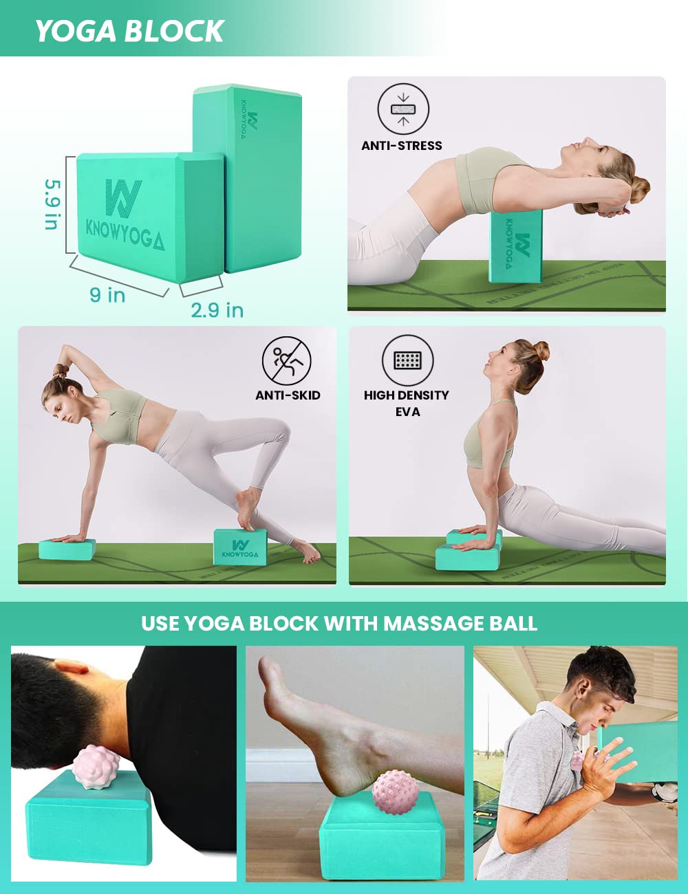 Yoga Starter Kit 12 in 1 - Yoga Set Include Yoga Mat, Foam Roller, 4 Resistance Bands, Yoga Blocks 2 Pack with Strap, 2 Peanut Massage Balls, Yoga kit and Sets for Beginners
