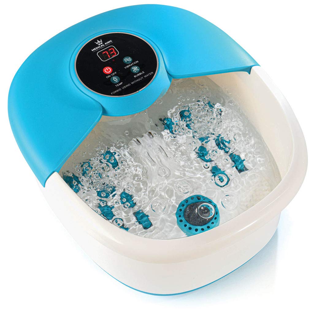 Medical king Foot Spa with Heat and Massage and Jets Includes A Remote Control A Pumice Stone Collapsible Massager with Bubbles and Vibration