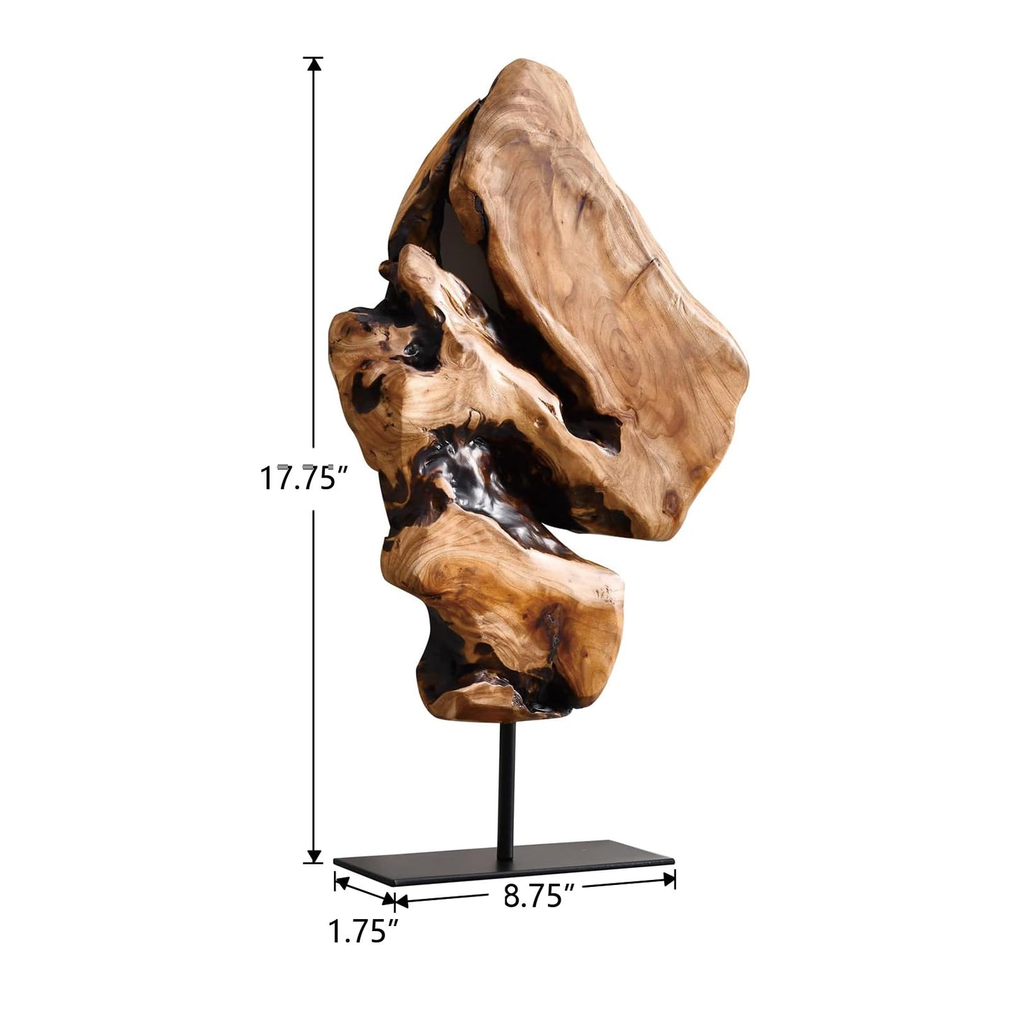 WELLAND Irregular Cedar Wood Sculpture 8.75" W x 1.75" D x 17.75" H Natural Edge Tabletop Statues, Handmade Ornaments, Décor for Living Room, Home Office, Bedroom,