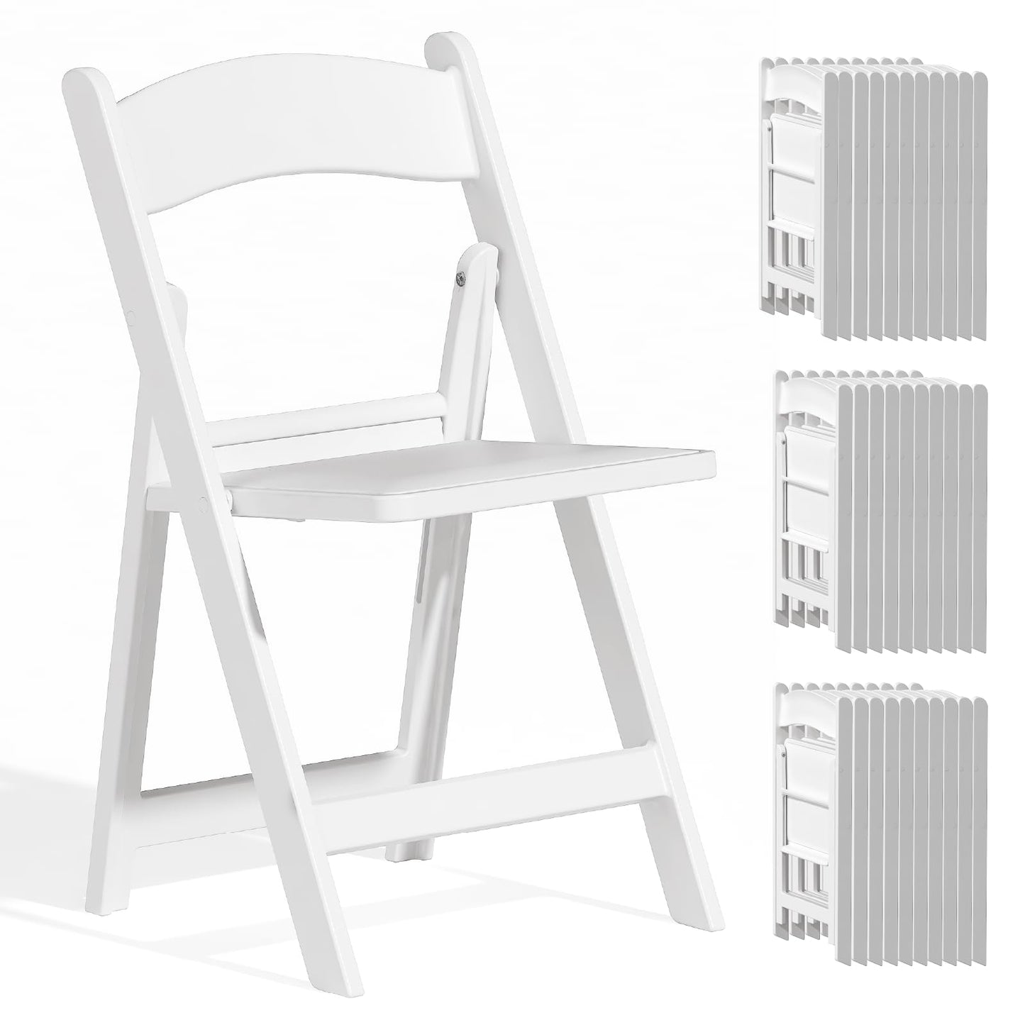 IWDOO 32 Pack Resin Folding Chairs with Cushion - White Folding Chairs, Lightweight Plastic Chairs, Comfortable Foldable Chairs for Wedding, Party, Home, Event, Indoor/Outdoor Use, 600lbs Capacity