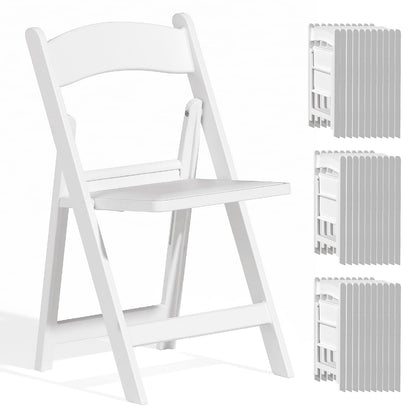 IWDOO 32 Pack Resin Folding Chairs with Cushion - White Folding Chairs, Lightweight Plastic Chairs, Comfortable Foldable Chairs for Wedding, Party, Home, Event, Indoor/Outdoor Use, 600lbs Capacity