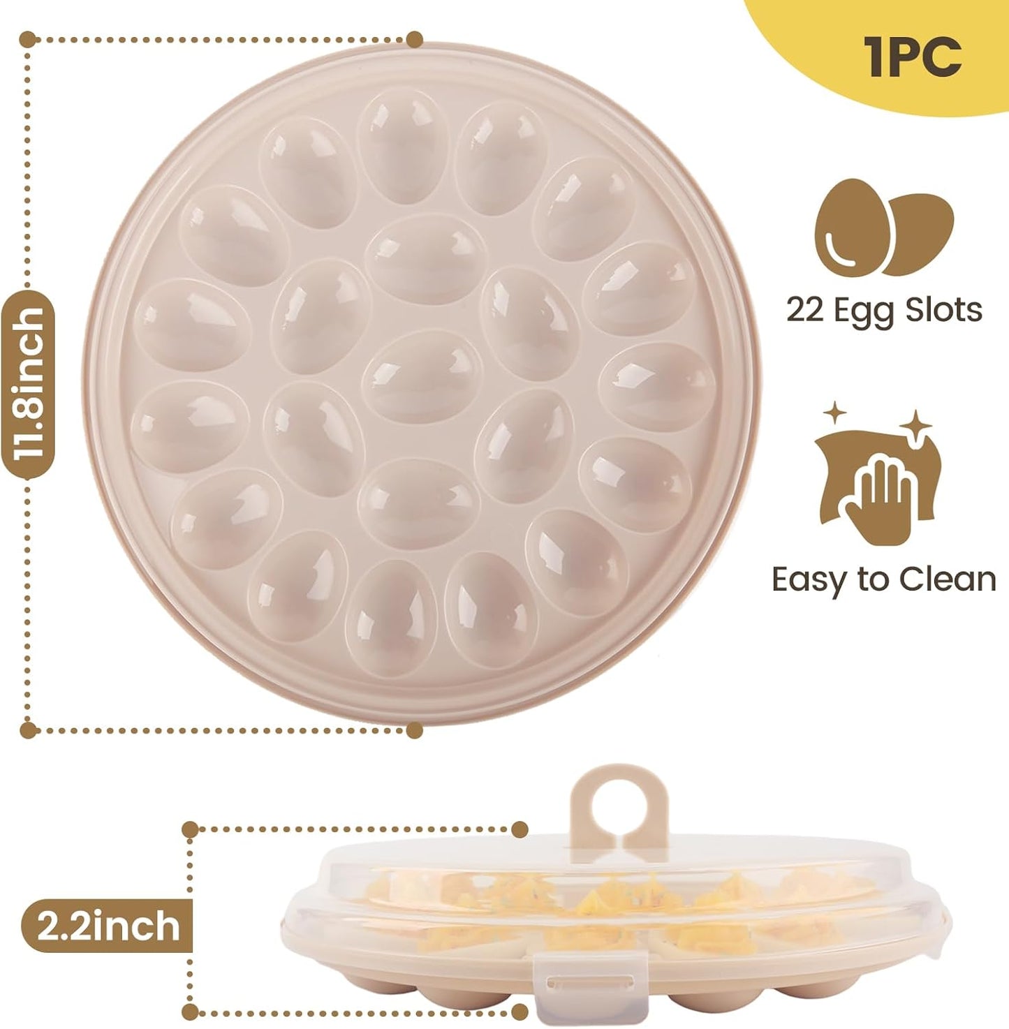 22 HAKSEN Deviled Egg Containers with Lid, Portable Deviled Egg Platter Carrier Holder Trays with Slots for Holiday