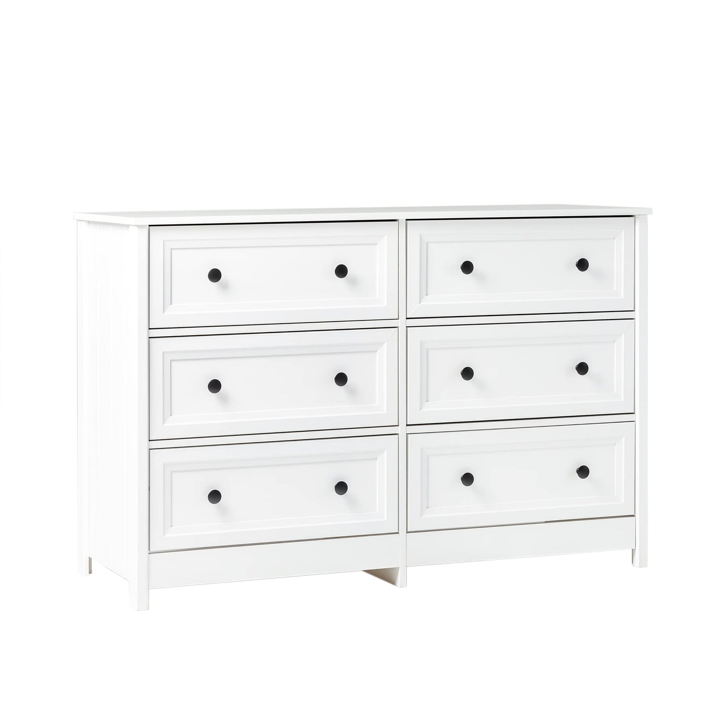 Walker Edison Tahnee 6-Drawer Solid Wood Dresser, 47 Inch, White