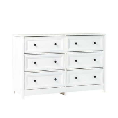 Walker Edison Tahnee 6-Drawer Solid Wood Dresser, 47 Inch, White