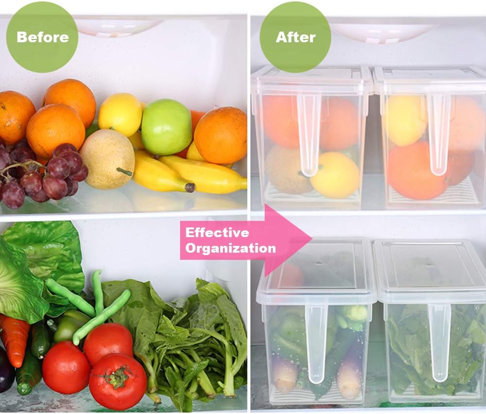 Fridge(3 Pack)- 4.5L SILIVO Lettuce Keeper for Vegetable Storage Containers for Refrigerator with Drain Tray Keep Fresh