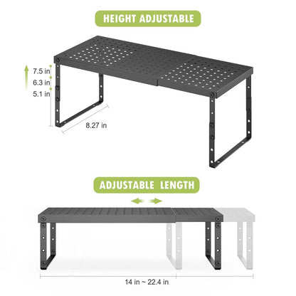 RUILALIFE Expandable Cabinet Organizer Shelf With Adjustable Height, Stackable Kitchen Countertop Organizer Rack, Adjustable Shelf Riser For Kitchen Counter, Pantry, Cupboard, Desk, Tabletop