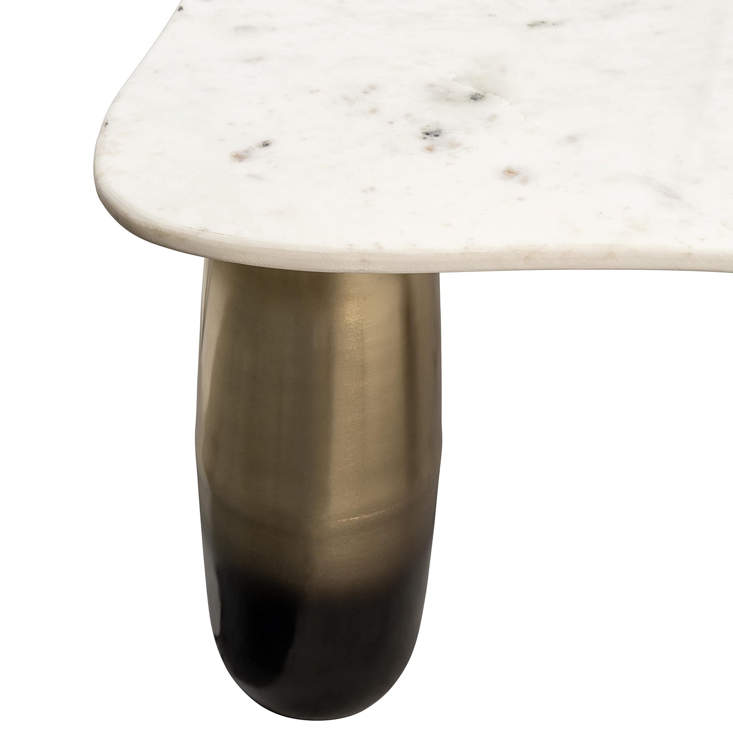 Sagebrook Home Modern Coffee Table with Square Marble Top & Sturdy Iron Legs - Accent Table for Living Room, Bedroom, Office - Elegant Contemporary Design - 16" Gold