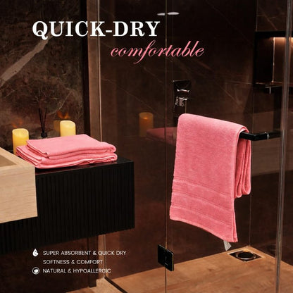 Bath Towels 27x54 – Pack of 4 | Soft & Quick-Dry | Highly Absorbent 100% Ring Spun Cotton Towels for Bathroom, Spa, Home & Hotel Use (Pink)