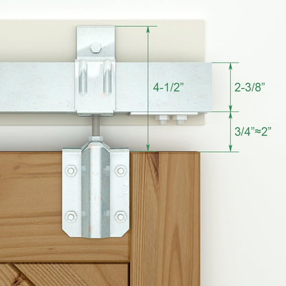 DIYHD 16FT Raw Material Exterior Box Track Double Sliding Barn Door Hardware,Heavy Duty Wall Mount Box Track Kit for Outdoor Use,MAX Load 300lbs,Kit to Hang 2 Doors(Fit 48" X 2 Door)