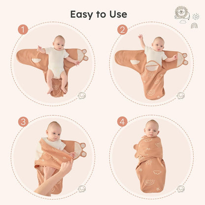 Yoofoss Baby Swaddles - 100% Cotton Adjustable Swaddle Sack | Soft & Breathable for Newborns (0-3 Months, 3 Pack)