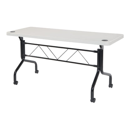Office Star Resin Multipurpose Flip Training Table with Locking Casters for Home and Office, 5 Feet