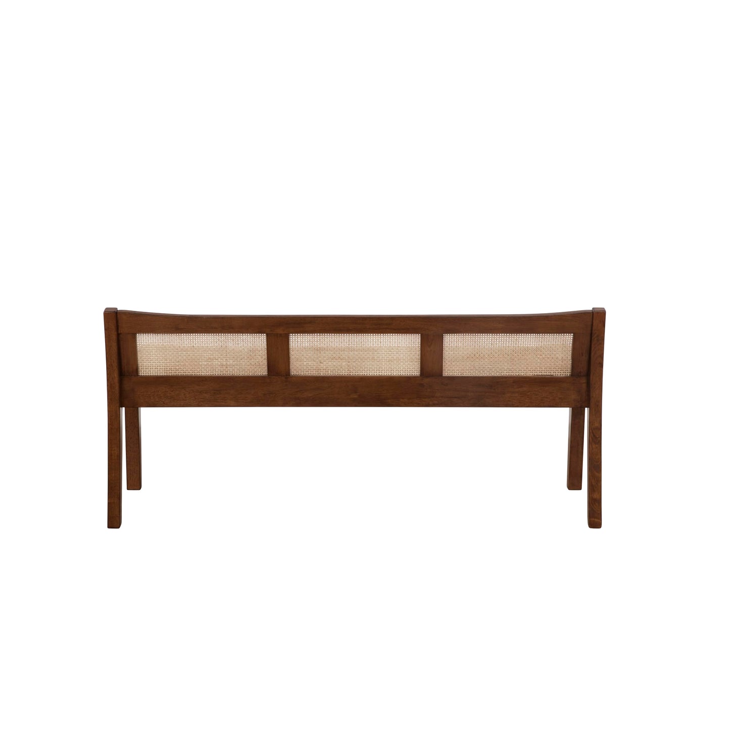 Powell Kasi Brown and Natural Rattan Cane Low Back Wooden Accent Bench