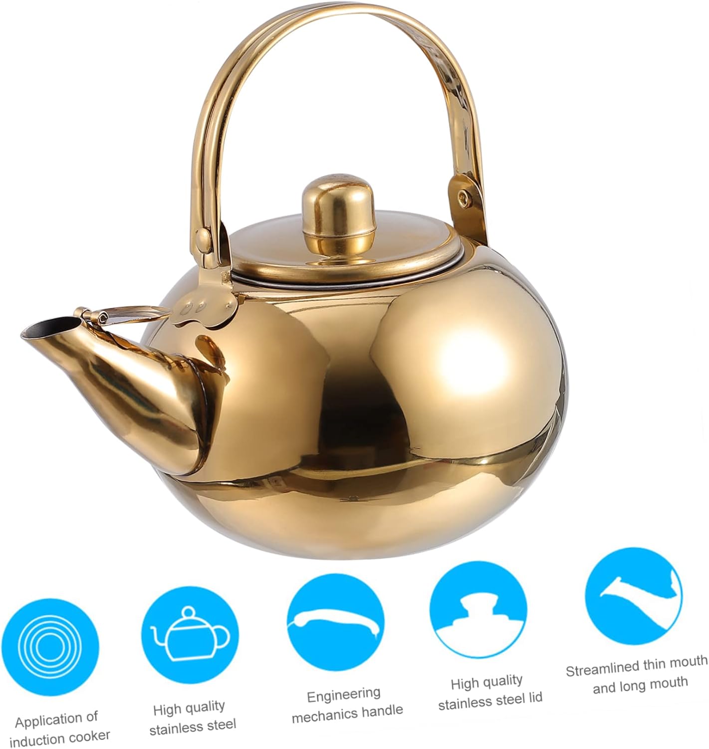 1pc Stainless Steel Pot, Cast Iron Teapot Kettle with Strainer, Large Capacity Stove Top Kettle for Kung Fu Tea