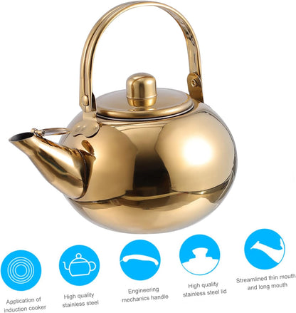 1pc Stainless Steel Pot, Cast Iron Teapot Kettle with Strainer, Large Capacity Stove Top Kettle for Kung Fu Tea