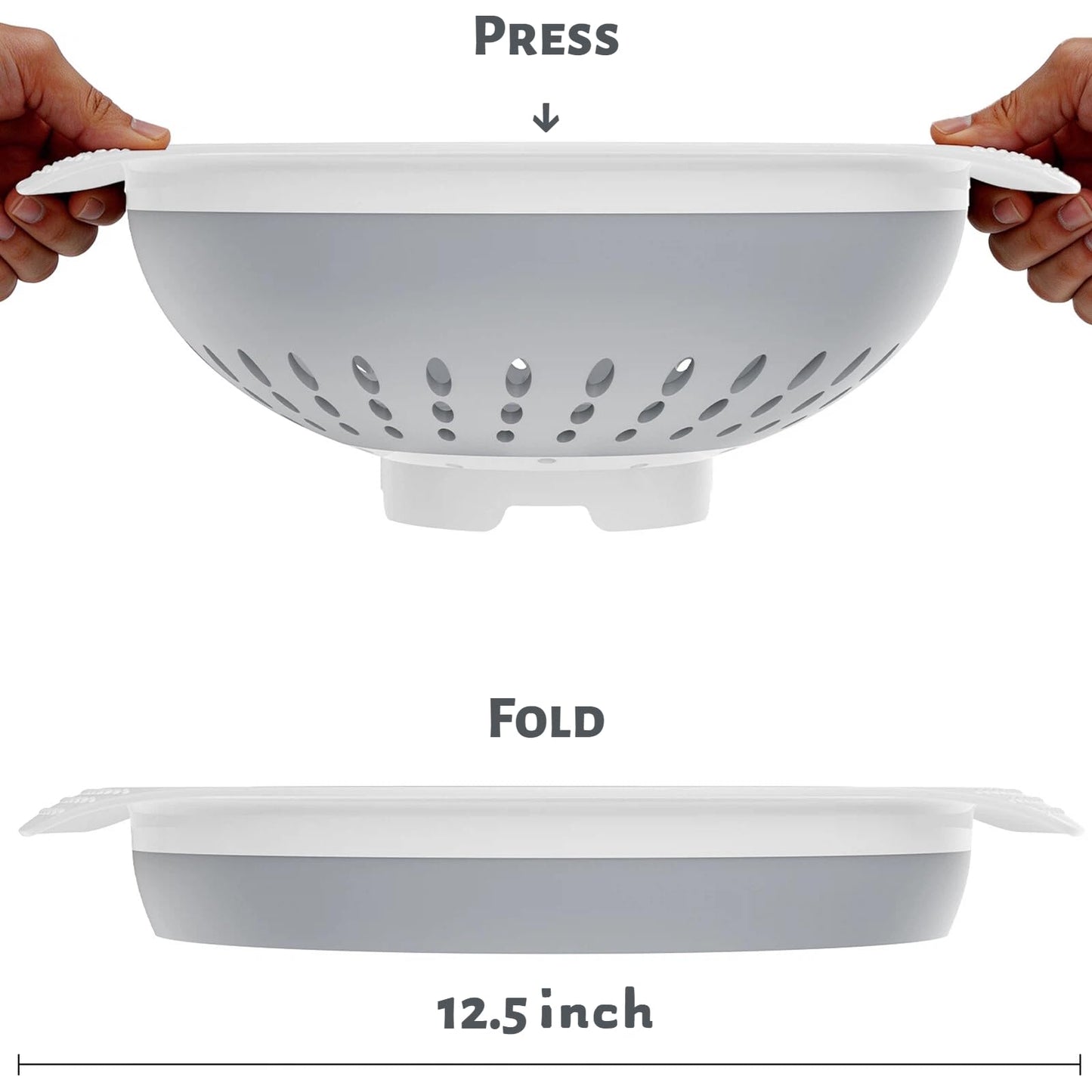 5 Quart Premium Collapsible Colander, BPA-Free Silicone Folding Strainer with Reinforced Handles, Space-Saving Modern Kitchen Drainer for Pasta, Produce & Everyday Cooking