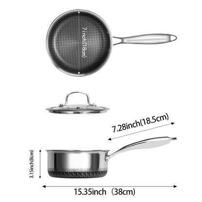 USELUCK Nonstick 2-QT Saucepan with Glass Lid,Stainless Steel Pot,Stay-Cool Handle,Dishwasher-Safe,Oven-Safe,Induciton Ready,Compatible with All Cooktops.