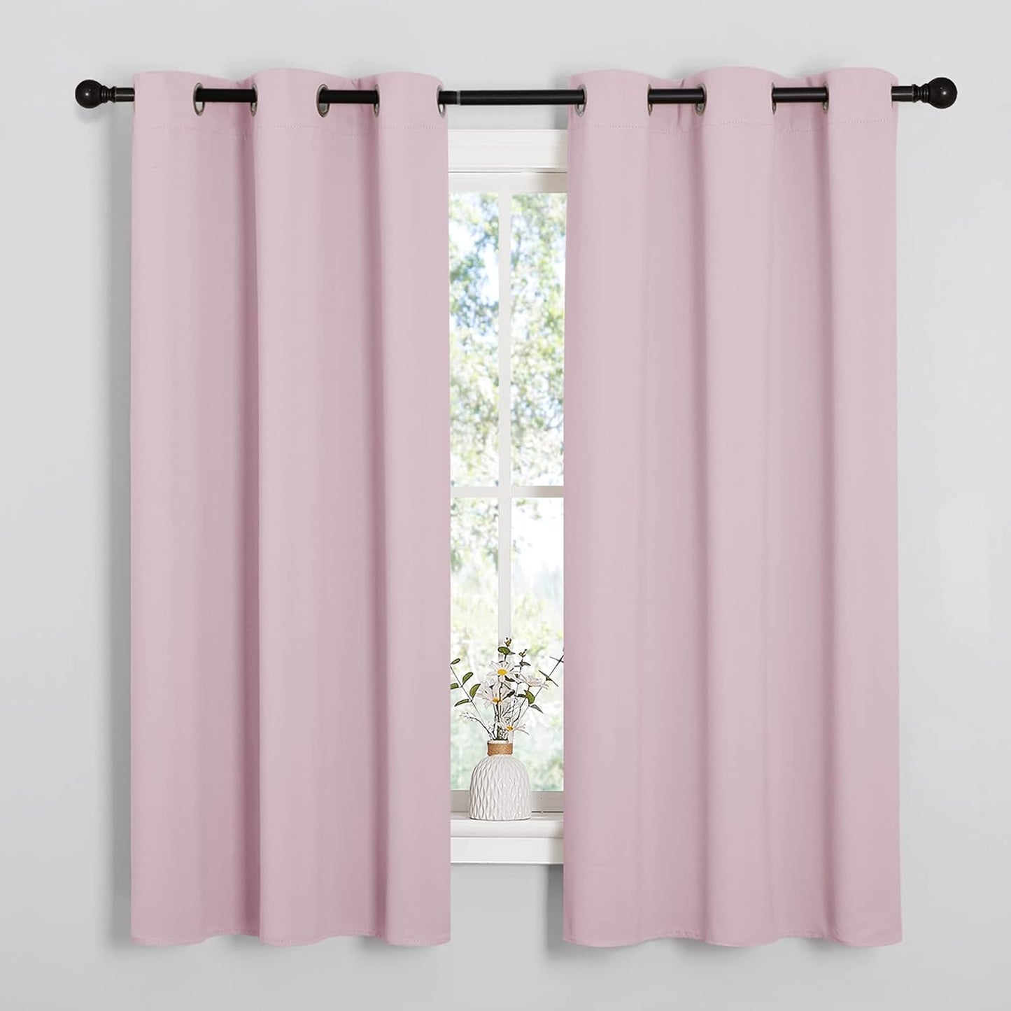 NICETOWN Blackout Curtains - Thermal Insulated Solid Grommet Drapes | Baby Pink, 42 x 63 Inches (1 Pair)