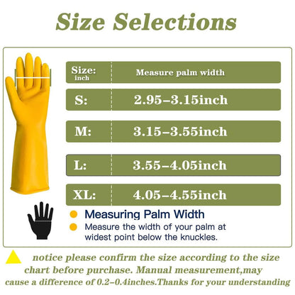 Vsootal 8 Pairs Reusable Household Cleaning Gloves, Rubber Kitchen Dishwashing Gloves,Extra Thickness, Long Sleeves, for Washing Dishes, Pet Care(X-Large, Yellow)