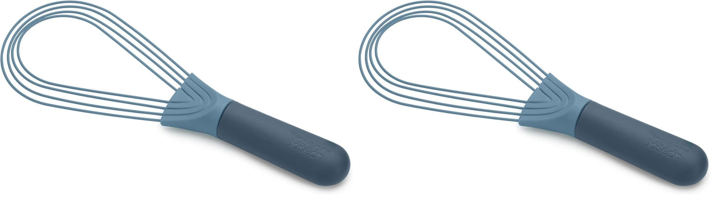 Joseph Joseph Twist Whisk 2-In-1 Collapsible Balloon and Flat Whisk Silicone Coated Steel Wire, Sky Blue (Pack of 2)