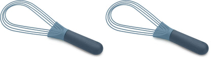 Joseph Joseph Twist Whisk 2-In-1 Collapsible Balloon and Flat Whisk Silicone Coated Steel Wire, Sky Blue (Pack of 2)