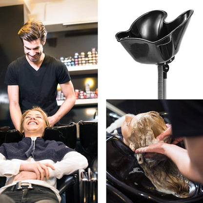 Mobile Shampoo Basin Sink Stand Portable Large Salon Hair Hairdressing Back Wash Shampoo Bowl Deep Basin Hair Washing Sink with Height Adjustable