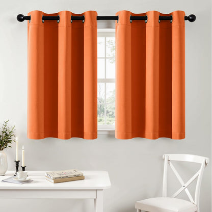 MIULEE Short Orange Blackout Curtains - Thermal Insulated Privacy Drapes for Kitchen & Bedroom | 40 x 36 Inch, 2 Panels