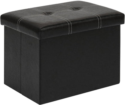 16.5"x12.6"x12.6" B FSOBEIIALEO Folding Storage Ottoman Cube, Faux Leather Footrest Seat Coffee Table, Black