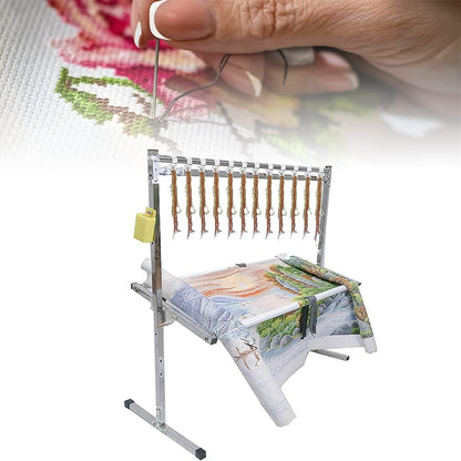 Adjustable Embroidery Stand with Pulley, Cross Stitch Frame for Needlework, Height-Adjustable Craft Lap Table, Ideal for Sewing and Art Projects