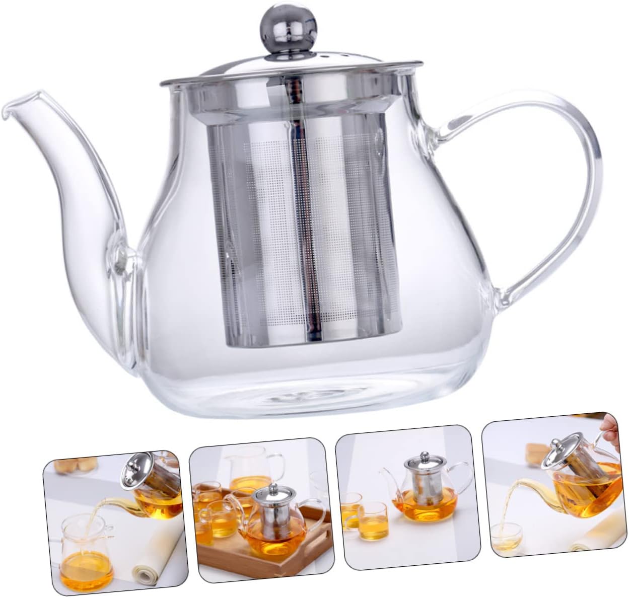 1 Set Teapot Loose Leaf Tea Maker, Glass Tea Pot with Water Pitcher and Stainless Steel Infuser
