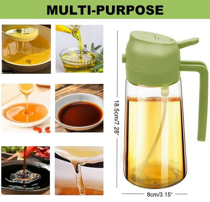 Oil Dispenser Bottle Glass Olive Oil Sprayer 2 Pcs: 2 in 1 Olive Oil Dispenser Bottle, Premium Oil Sprayer for Cooking, Glass Oil Spray Bottle for Air Fryer Salad BBQ Baking-470ml