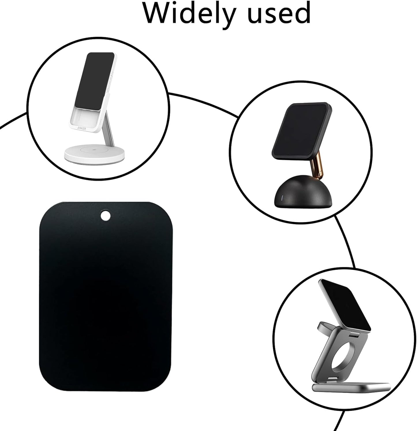 Mount Metal Plate（12Pack） for Magnetic Car Mount Phone Holder with Full Adhesive for Phone Magnet, 12X Rectangular (Black)