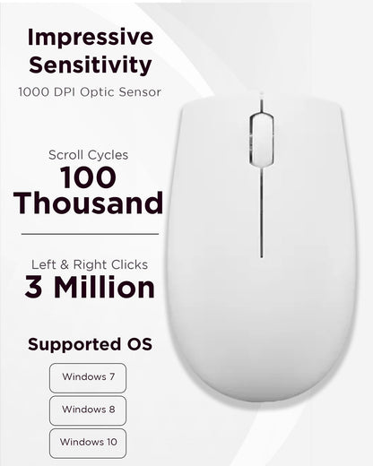 Lenovo 300 Wireless Mouse – Computer Mouse for PC, Laptop with Windows – Ambidextrous Design – 2.4 GHz Nano USB Receiver – 12 Month Battery Life