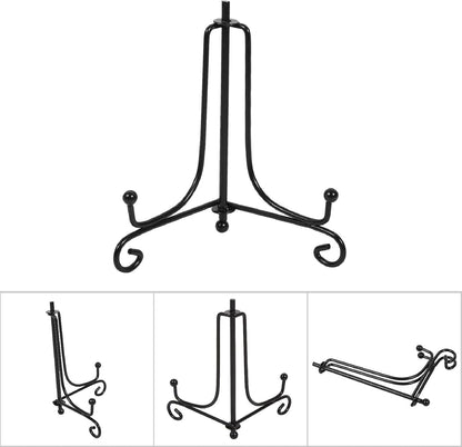 Iron Display Stand, 4 to 12 Inch Classic Easel for Bowl, Plate, Photo Frame, Book, Black