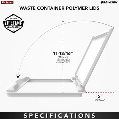 Rev-A-Shelf 50 Qt Under Sink Garbage Can Lid, Replacement Plastic Trash Bin Lid, Silver