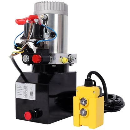 12V DC Hydraulic Power Unit Double Acting Pump, 3HP Hydraulic Pump with Steel Reservoir, 2950 PSI Max Pressure, 16.4 Ft Control Cable, Hydraulic Power Pack for Dump Trailer, Lift Gate, Log Splitter