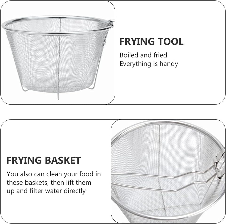 Tofficu Deep Fry Basket with Handle, Foldable 6-Inch Stainless Steel Mesh Frying Basket for Kitchen