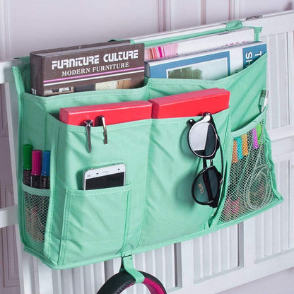 Bedside Storage Caddy, Hanging Bed Organizer for College Dorm Room, Hospital Bed Rails, Baby Bed, Camp (Green)