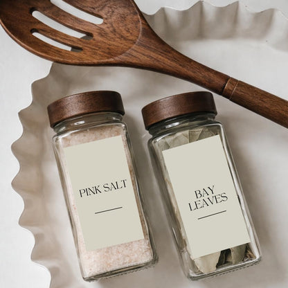 Spice Labels - 168 Aesthetic Beige Spice Labels for Jars - Waterproof Stickers for Spice containers - Preprinted Minmalist Oilproof Herbs & Seasoning Labels