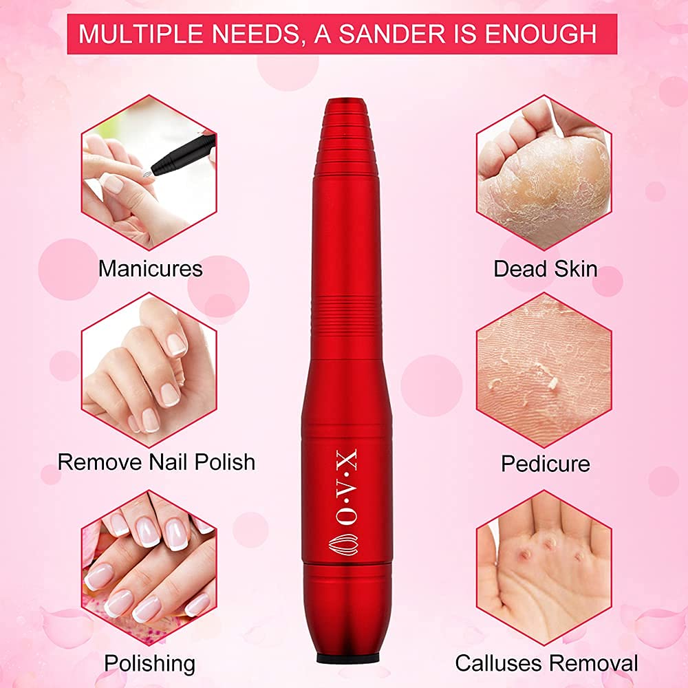 Portable Electric Nail Drill File Machine with Acrylic Nail Kit Set Professional 20000rpm Manicure Pedicure with Sanding Bands Brush for Nail Art Gel Nail Polish Tips Clippers