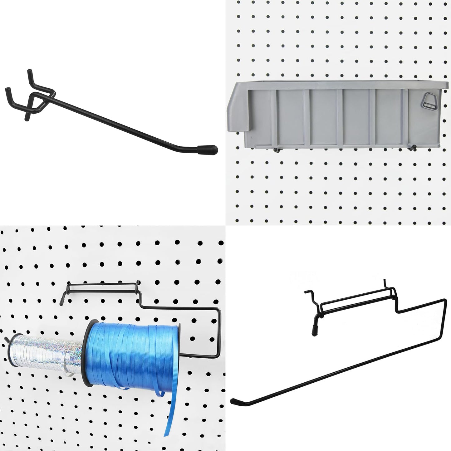 G.CORE Peg Board Organizer 21 Pack, Pegboard Accessories with Baskets Cups Hooks - 1/8" & 1/4" Peg Board Wall Tool Organizers, Utility Holders & Hangers for Garage Craft Workbench (Black & Black)